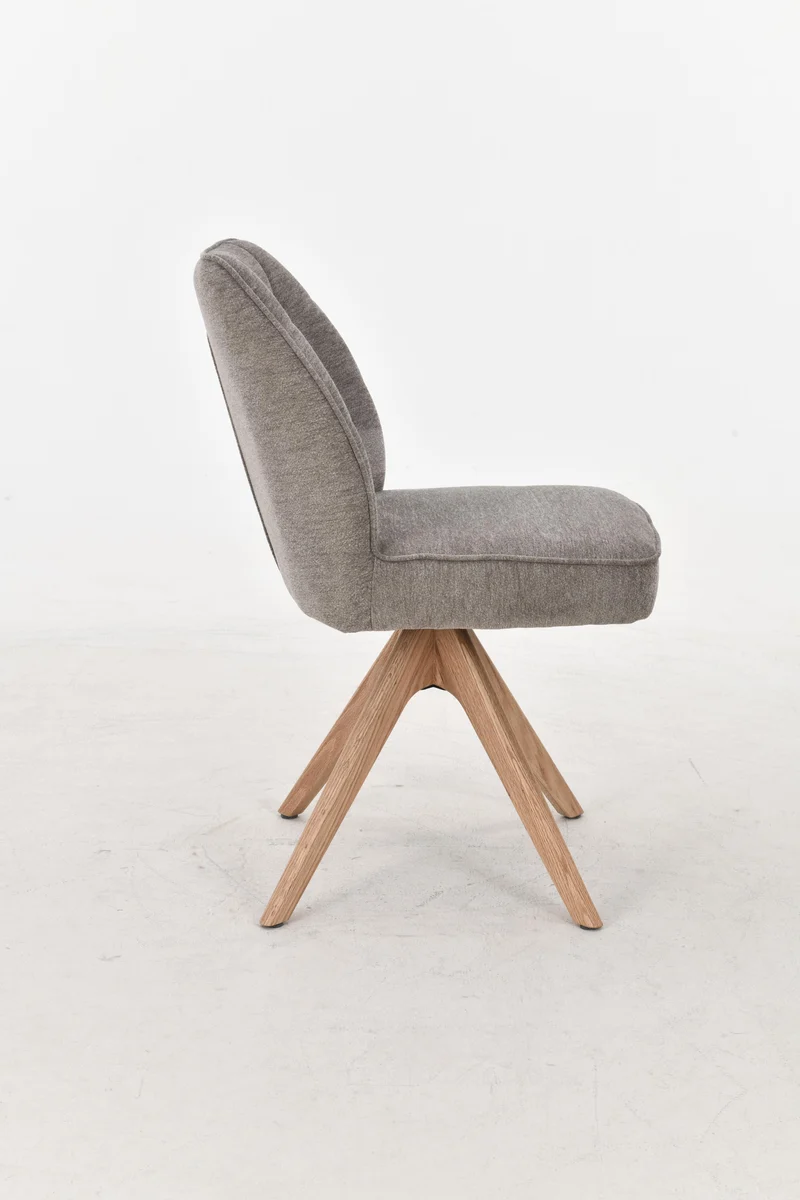 Chaise pivotante en tissu anti tache, 48x63,5xH83CM EMMA pieds en bois massif