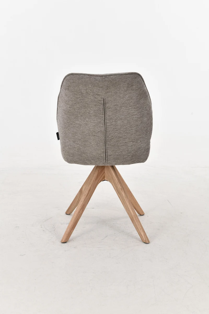 Chaise pivotante en tissu anti tache, 48x63,5xH83CM EMMA pieds en bois massif