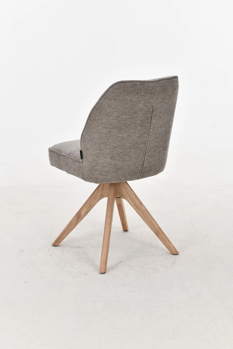 Chaise pivotante en tissu anti tache, 48x63,5xH83CM EMMA pieds en bois massif