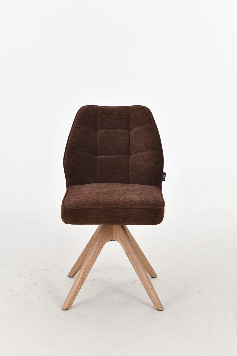 Chaise pivotante en tissu anti tache, 48x63,5xH83CM EMMA pieds en bois massif