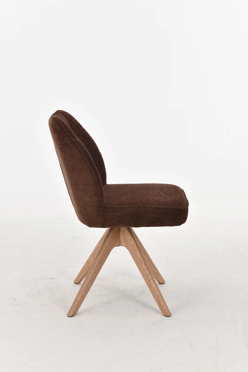 Chaise pivotante en tissu anti tache, 48x63,5xH83CM EMMA pieds en bois massif