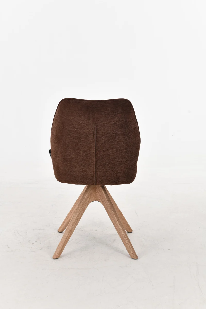 Chaise pivotante en tissu anti tache, 48x63,5xH83CM EMMA pieds en bois massif