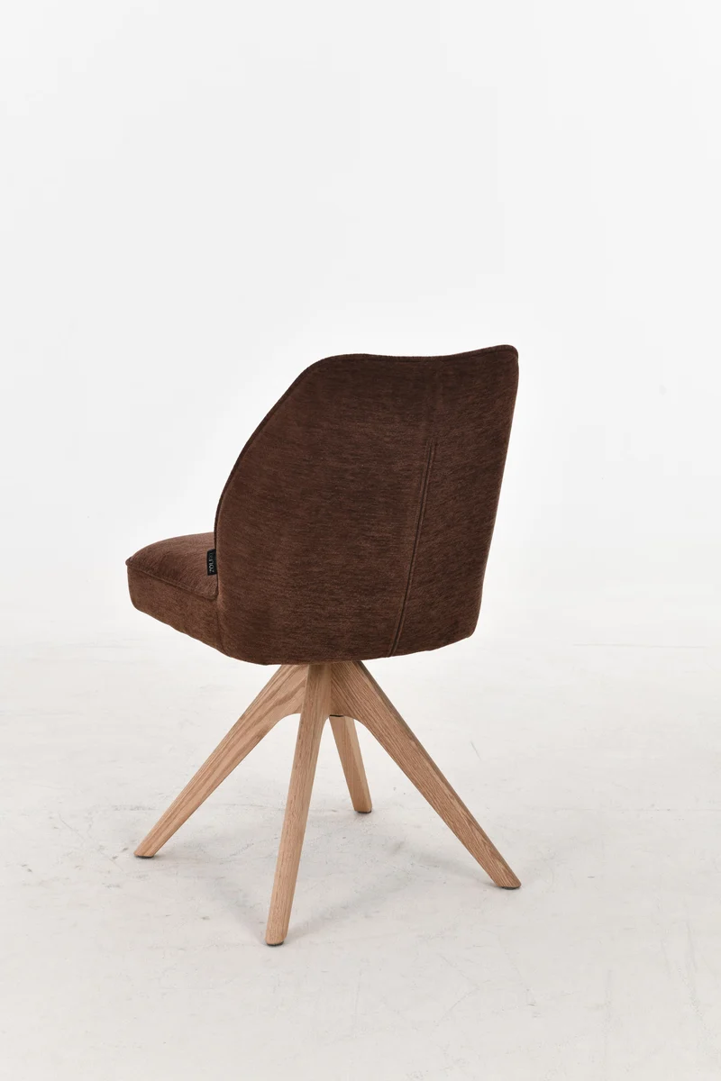 Chaise pivotante en tissu anti tache, 48x63,5xH83CM EMMA pieds en bois massif