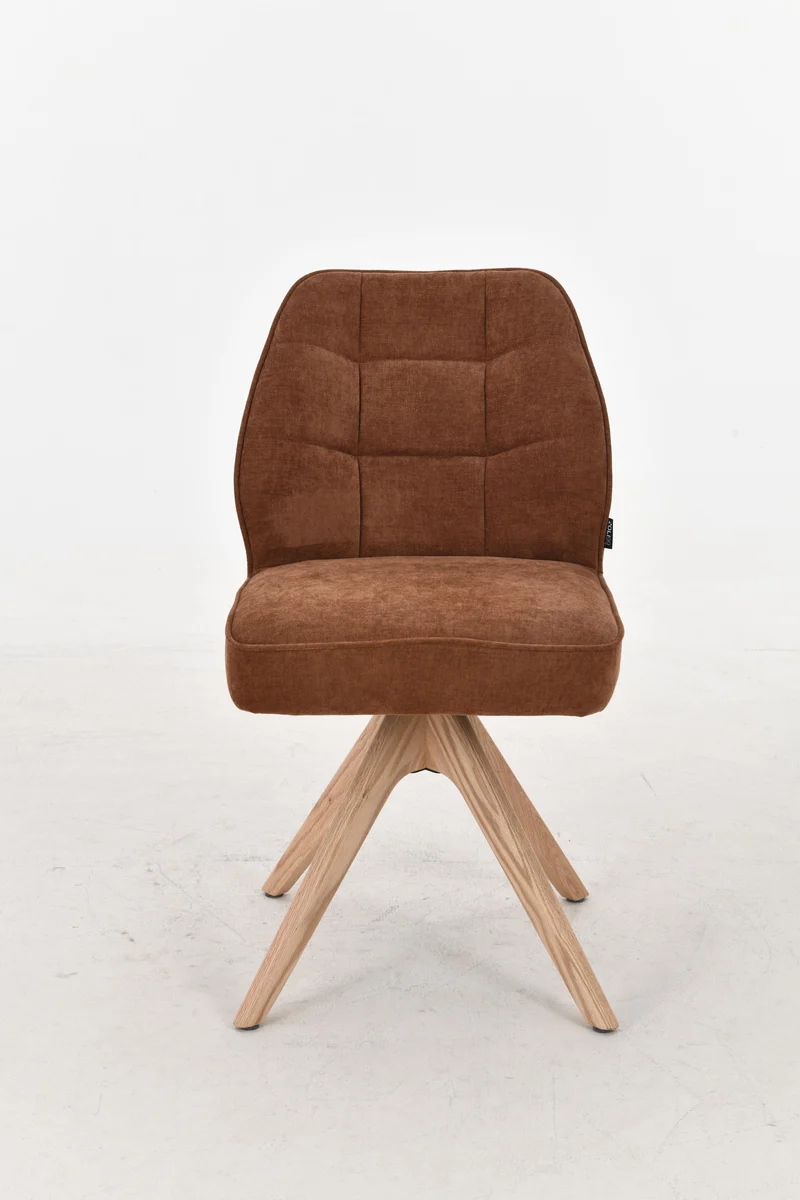 Chaise pivotante en tissu anti tache, 48x63,5xH83CM EMMA pieds en bois massif