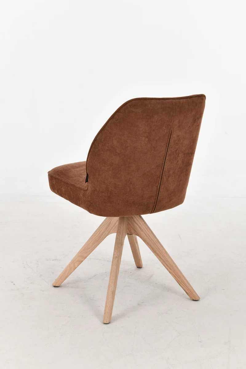 Chaise pivotante en tissu anti tache, 48x63,5xH83CM EMMA pieds en bois massif