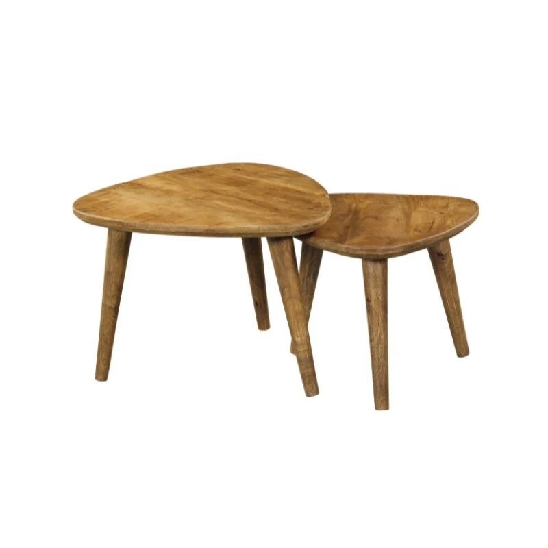 Set de 2 tables basses en bois de manguier, 60x60xH45cm, 50x50xH40cm - MAYA