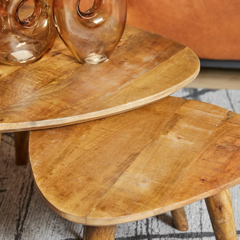 Set de 2 tables basses en bois de manguier, 60x60xH45cm, 50x50xH40cm - MAYA