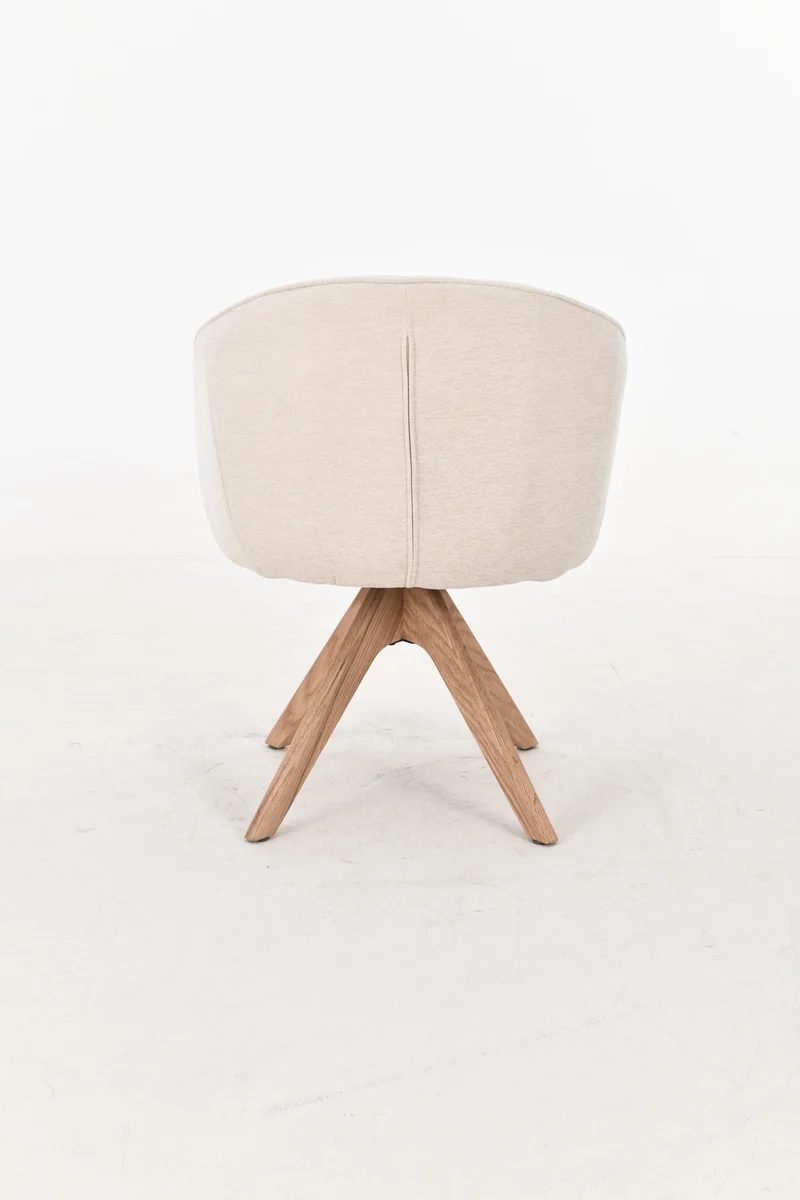 NORDIE Chaise pivotante en tissu anti tâche pieds bois massif, 60x62xH80CM