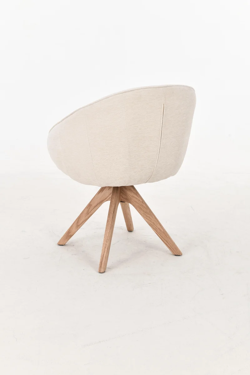 NORDIE Chaise pivotante en tissu anti tâche pieds bois massif, 60x62xH80CM
