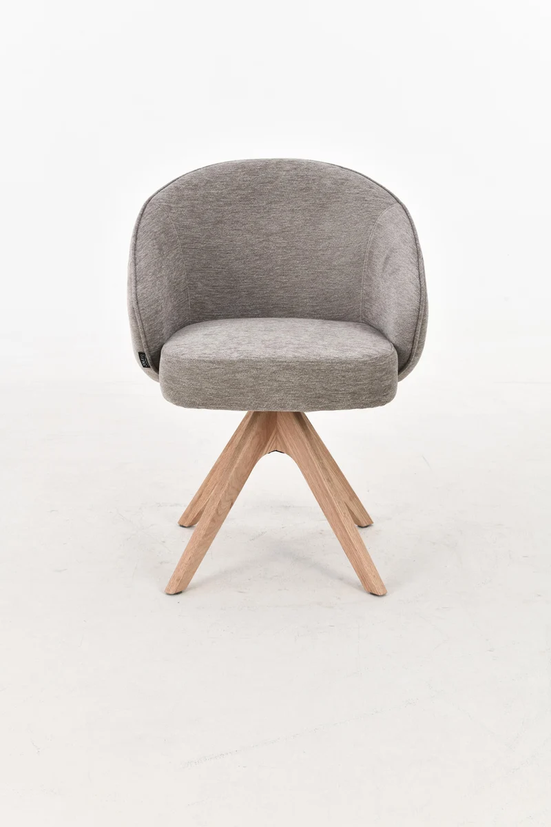 NORDIE Chaise pivotante en tissu anti tâche pieds bois massif, 60x62xH80CM