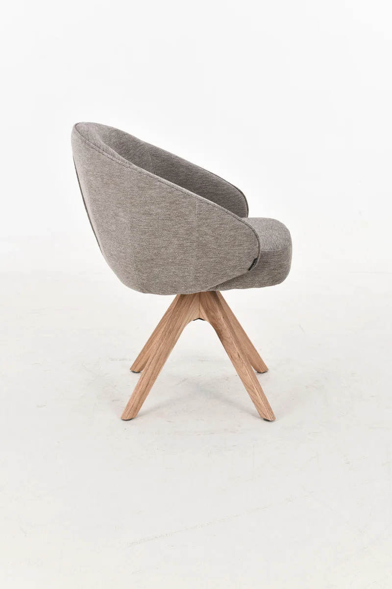 NORDIE Chaise pivotante en tissu anti tâche pieds bois massif, 60x62xH80CM