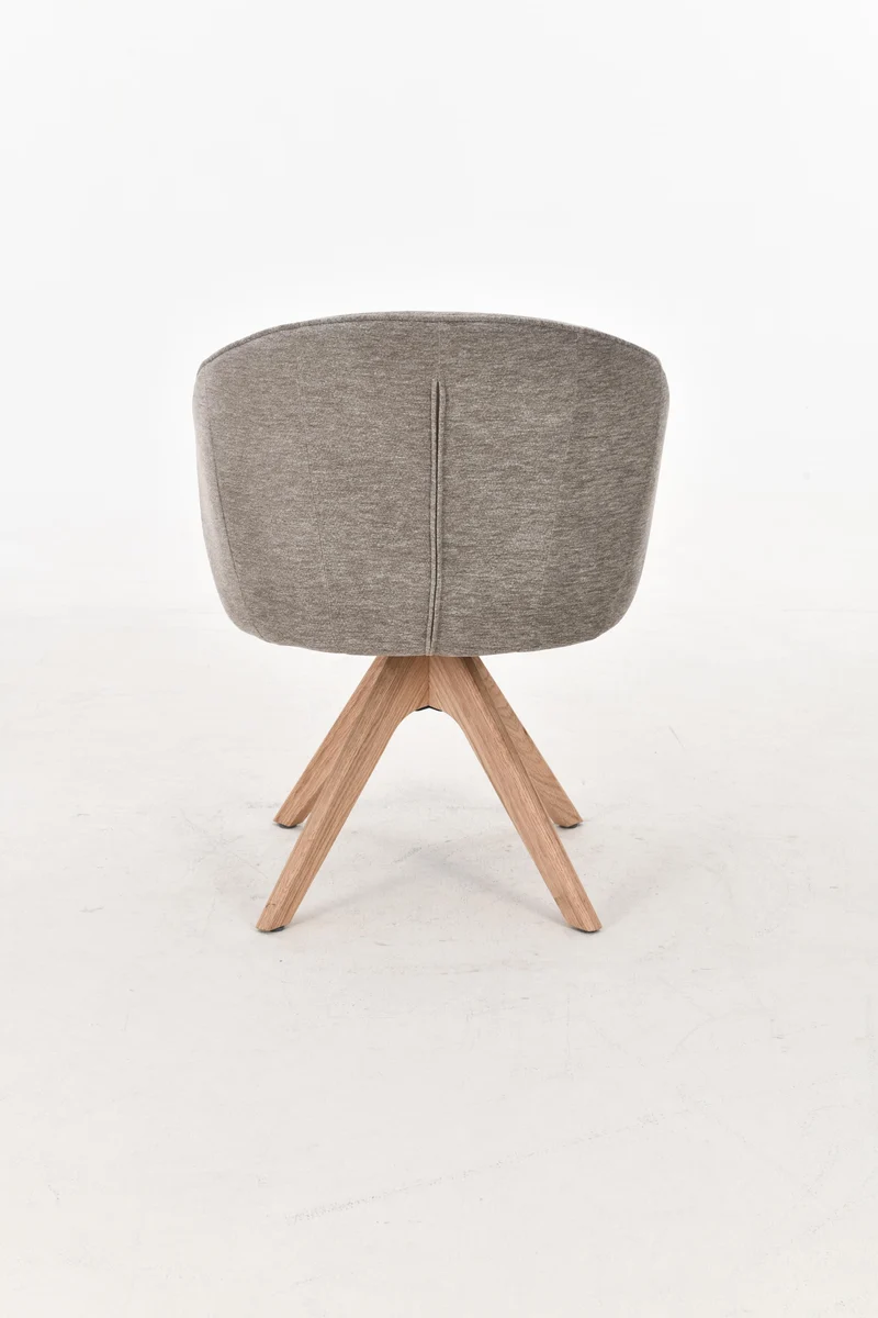NORDIE Chaise pivotante en tissu anti tâche pieds bois massif, 60x62xH80CM