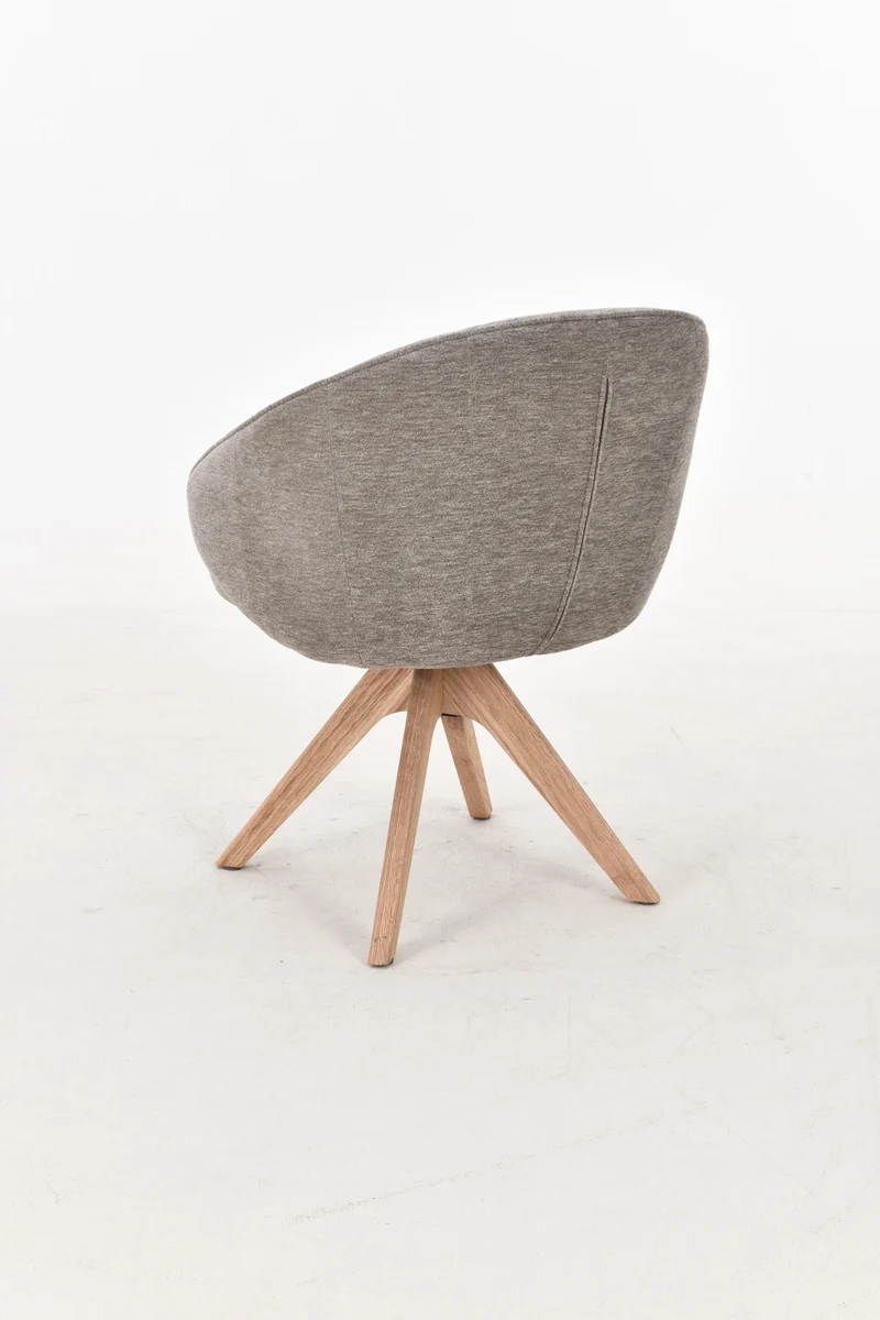 NORDIE Chaise pivotante en tissu anti tâche pieds bois massif, 60x62xH80CM