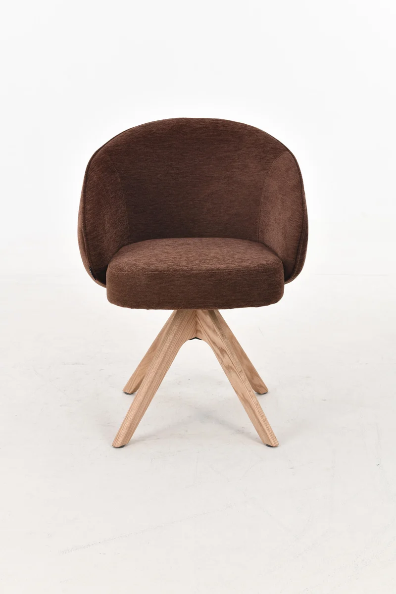 NORDIE Chaise pivotante en tissu anti tâche pieds bois massif, 60x62xH80CM