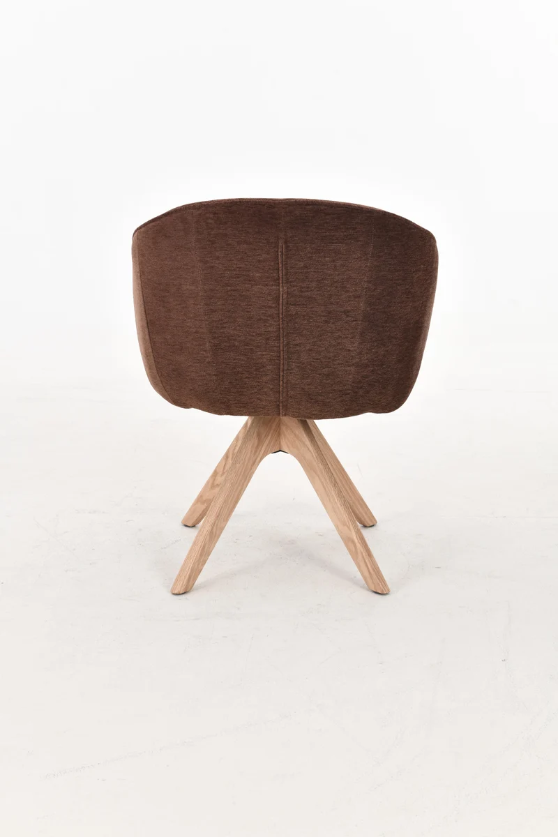 NORDIE Chaise pivotante en tissu anti tâche pieds bois massif, 60x62xH80CM