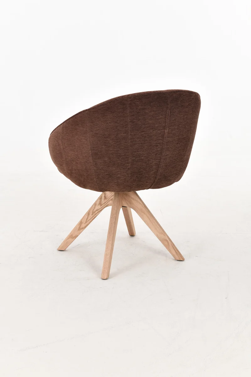NORDIE Chaise pivotante en tissu anti tâche pieds bois massif, 60x62xH80CM