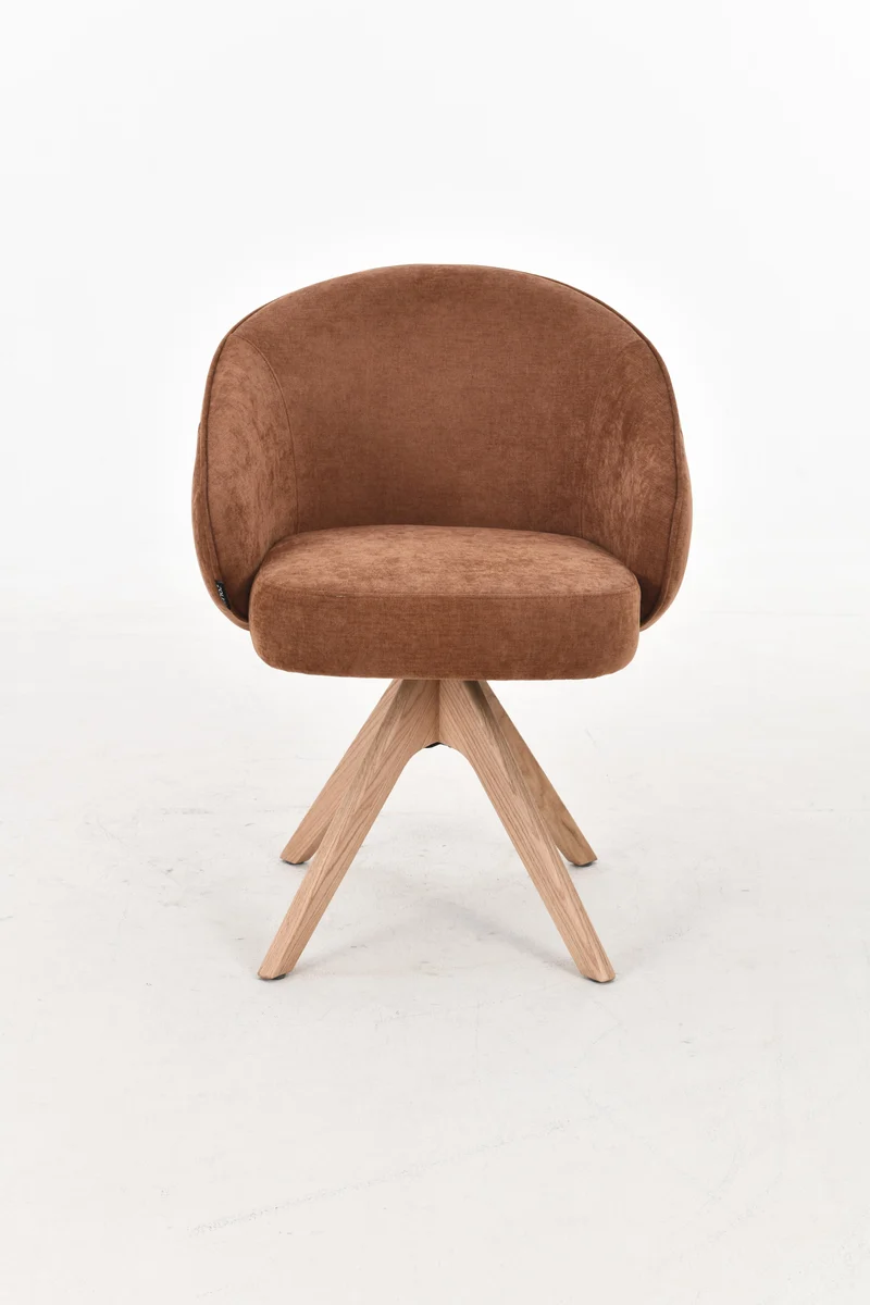 NORDIE Chaise pivotante en tissu anti tâche pieds bois massif, 60x62xH80CM