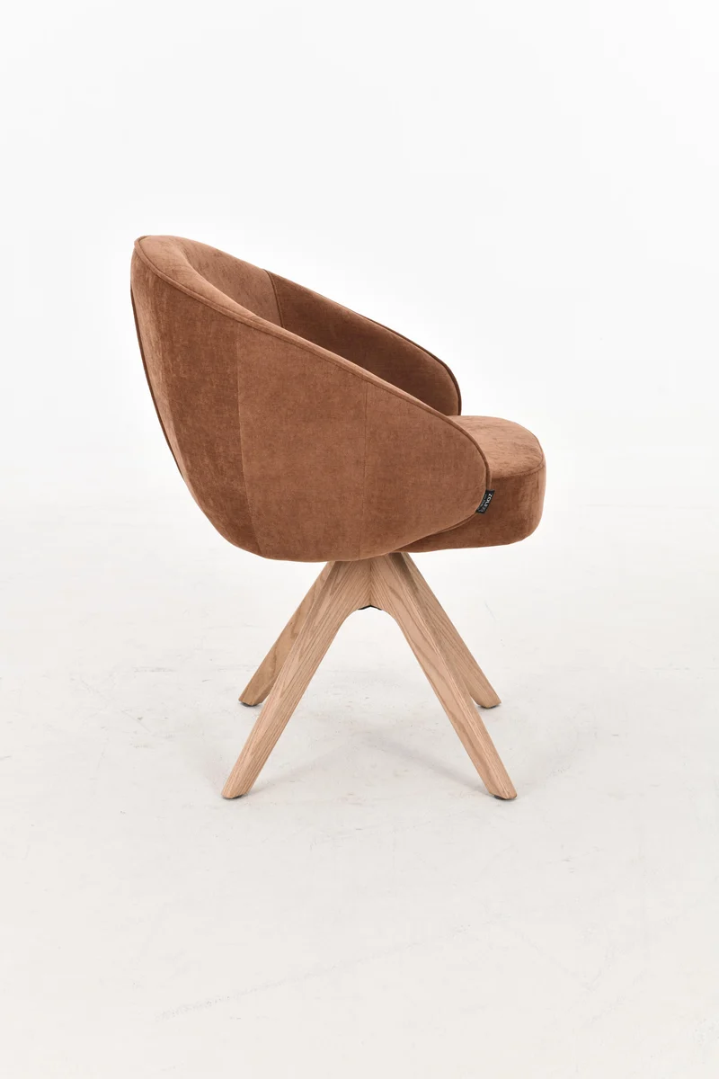 NORDIE Chaise pivotante en tissu anti tâche pieds bois massif, 60x62xH80CM