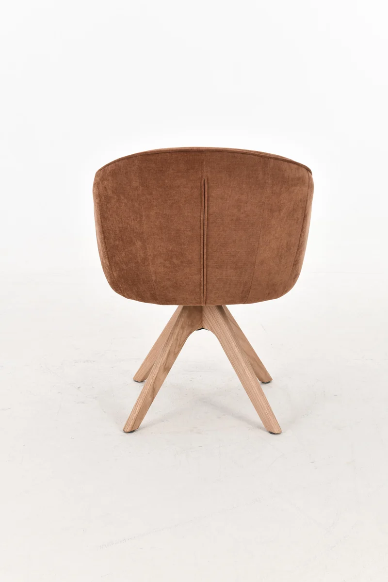 NORDIE Chaise pivotante en tissu anti tâche pieds bois massif, 60x62xH80CM