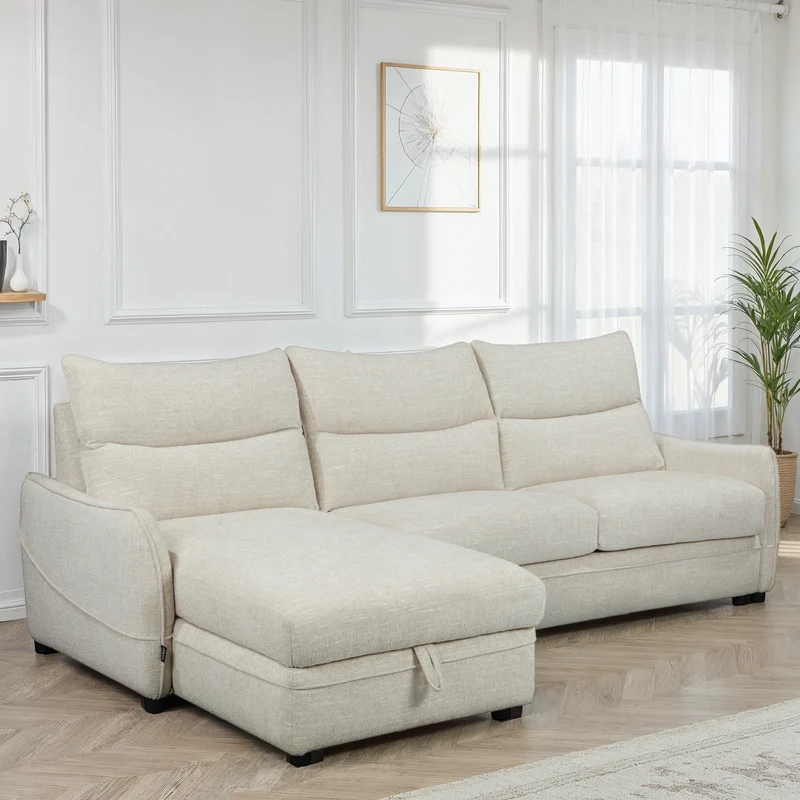Canapé d'angle en tissu anti tache convertible, 272x164xH100CM - MARKO