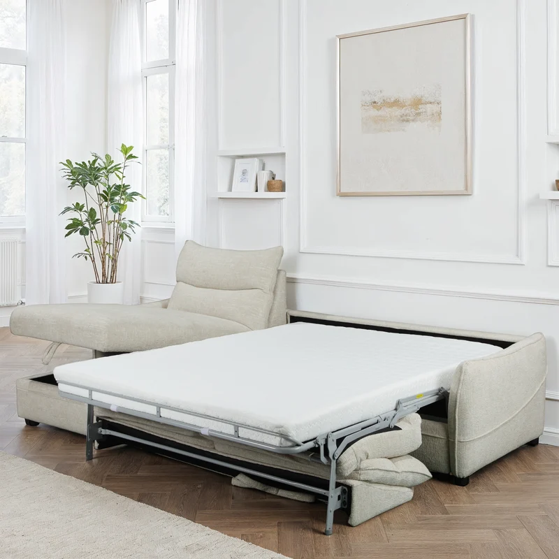 Canapé d'angle en tissu anti tache convertible, 272x164xH100CM - MARKO