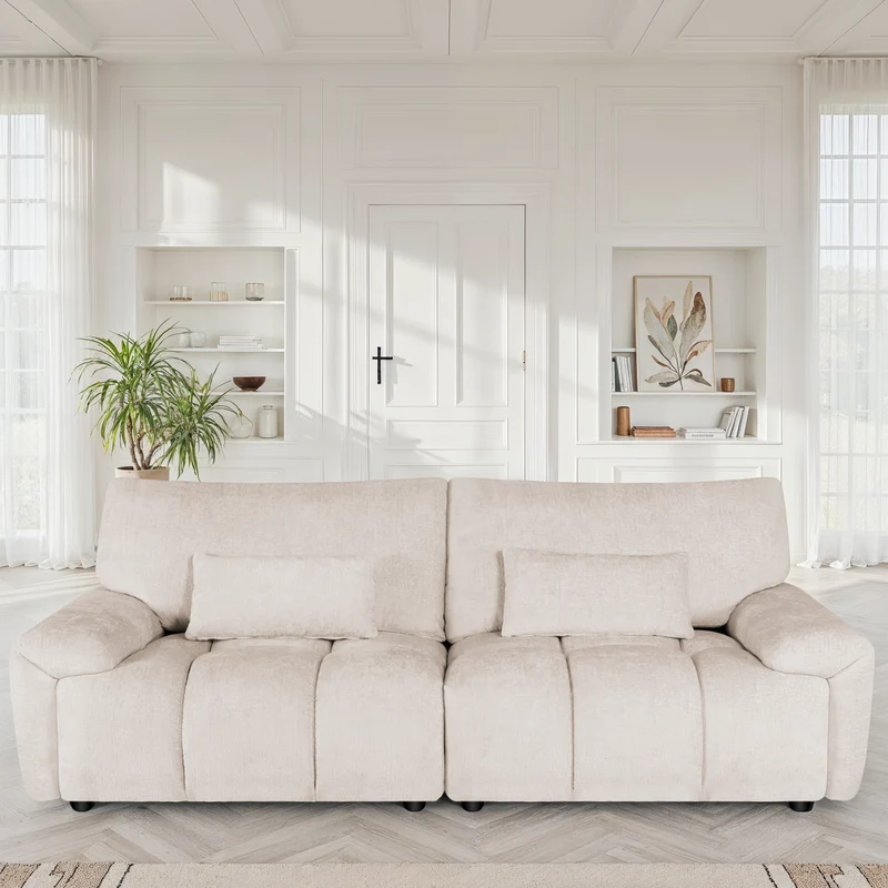 Canapé 3 places / fauteuil / pouf en tissu anti tache - MELINE