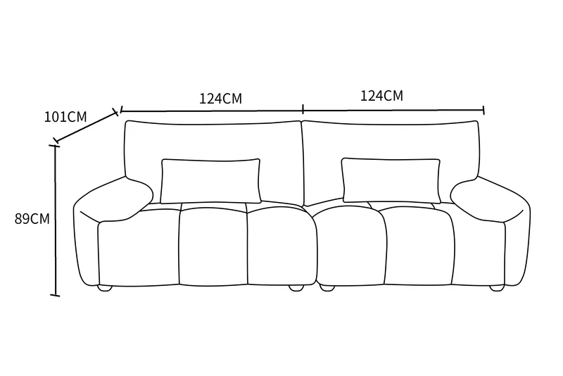Canapé 3 places / fauteuil / pouf en tissu anti tache - MELINE