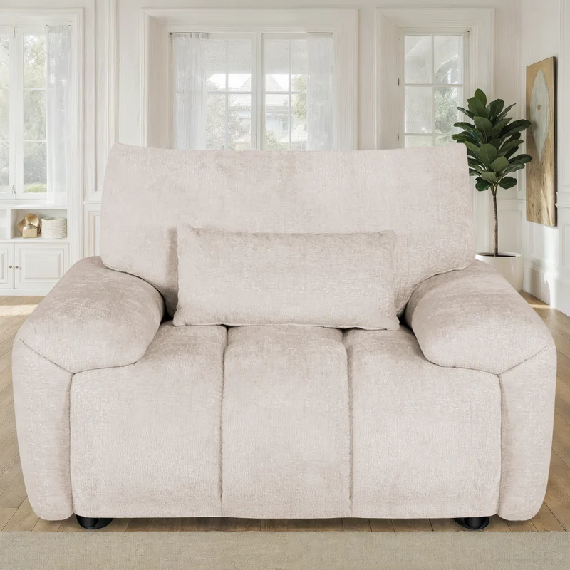 Canapé 3 places / fauteuil / pouf en tissu anti tache - MELINE