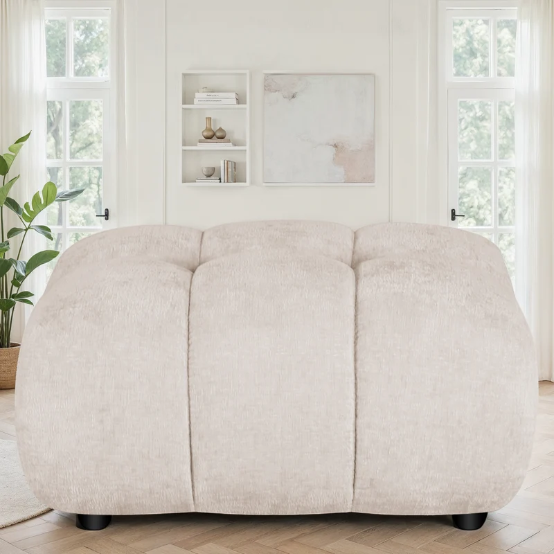 Canapé 3 places / fauteuil / pouf en tissu anti tache - MELINE