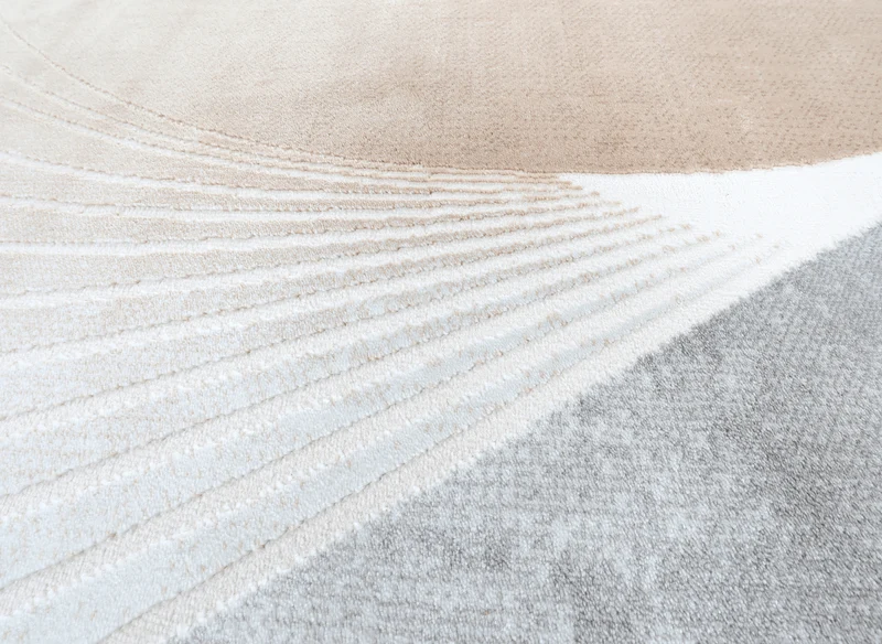 Tapis beige et gris à motifs blancs 160 x 230 cm PORTO