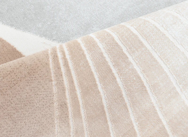 Tapis beige et gris à motifs blancs 200 x 290 cm PORTO