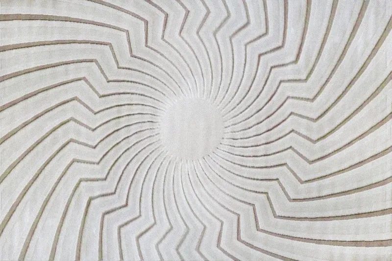 Tapis blanc écru à motifs circulaires beiges 200 x 290 cm ALEO