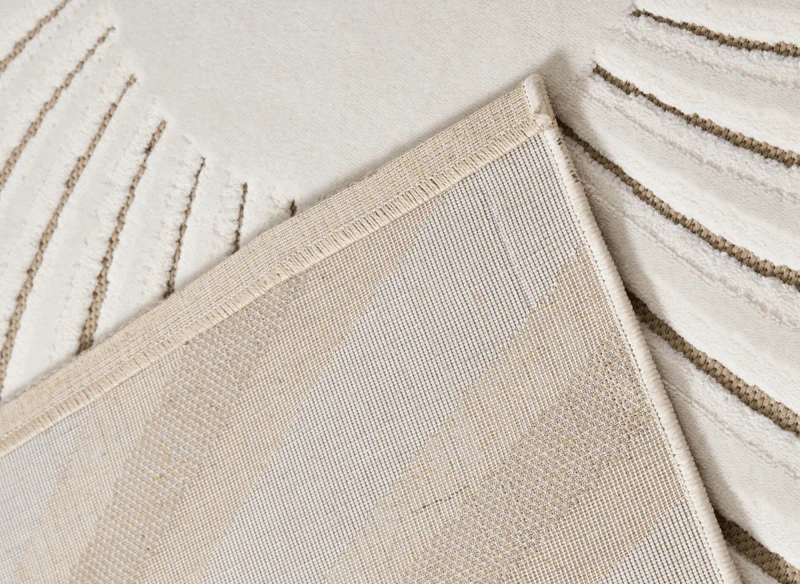 Tapis blanc écru à motifs circulaires beiges 160 x 230 cm ALEO