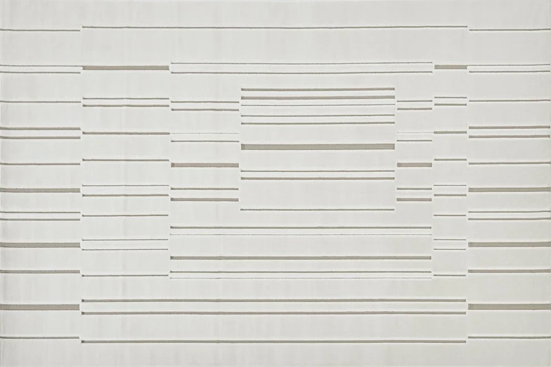 Tapis blanc écru à lignes asymétriques beiges 160 x 230 cm AYLAN
