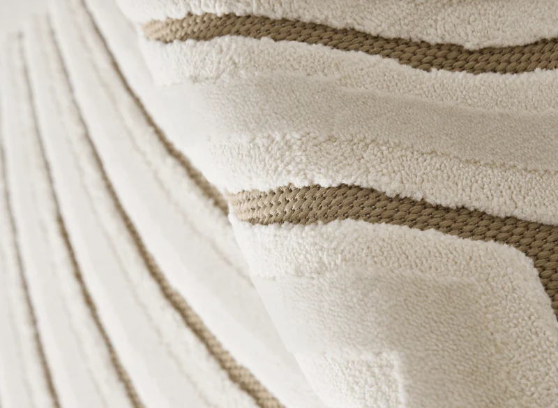 Tapis blanc écru à motifs circulaires beiges 200 x 290 cm ALEO