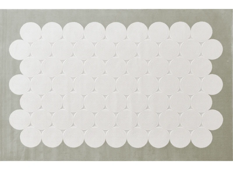Tapis à motifs rond blanc écru 192 x 290 cm CLARA