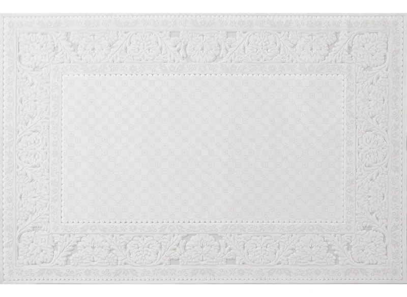 Tapis blanc écru effet moulure parisienne 192 x 290 cm CESAR