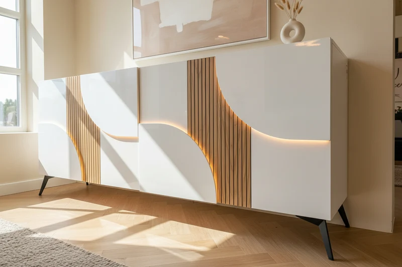 Buffet bas blanc et bois - Marquise Animovel