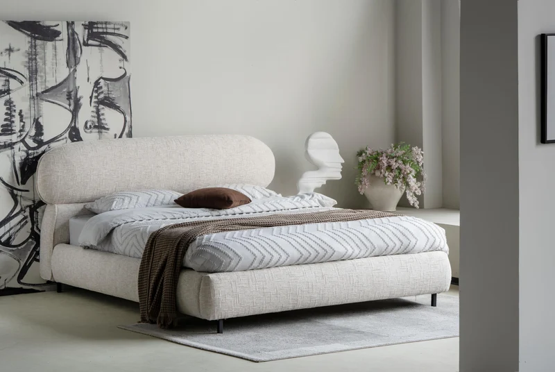 Lit en tissu avec sommier inclus Emilie