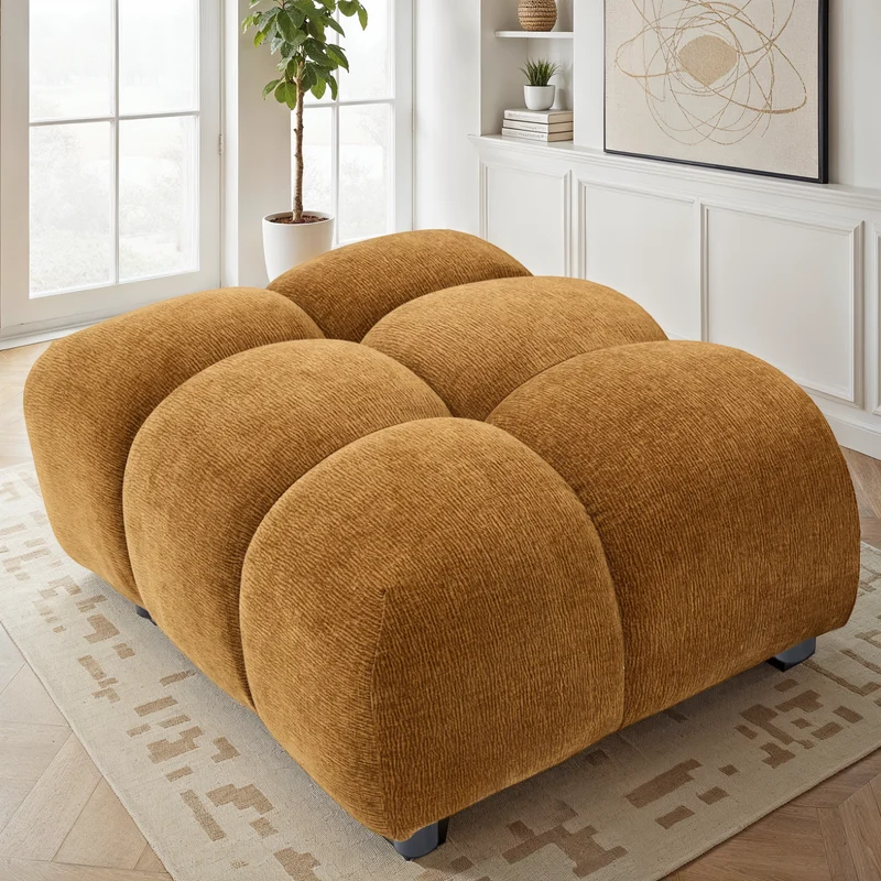 Pouf en tissu anti tache, 97x78xH45CM - BIANCA