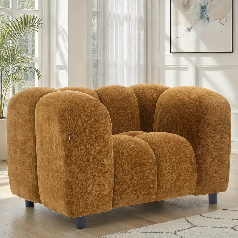 Canapé 3 places / fauteuil en tissu anti tache - BIANCA