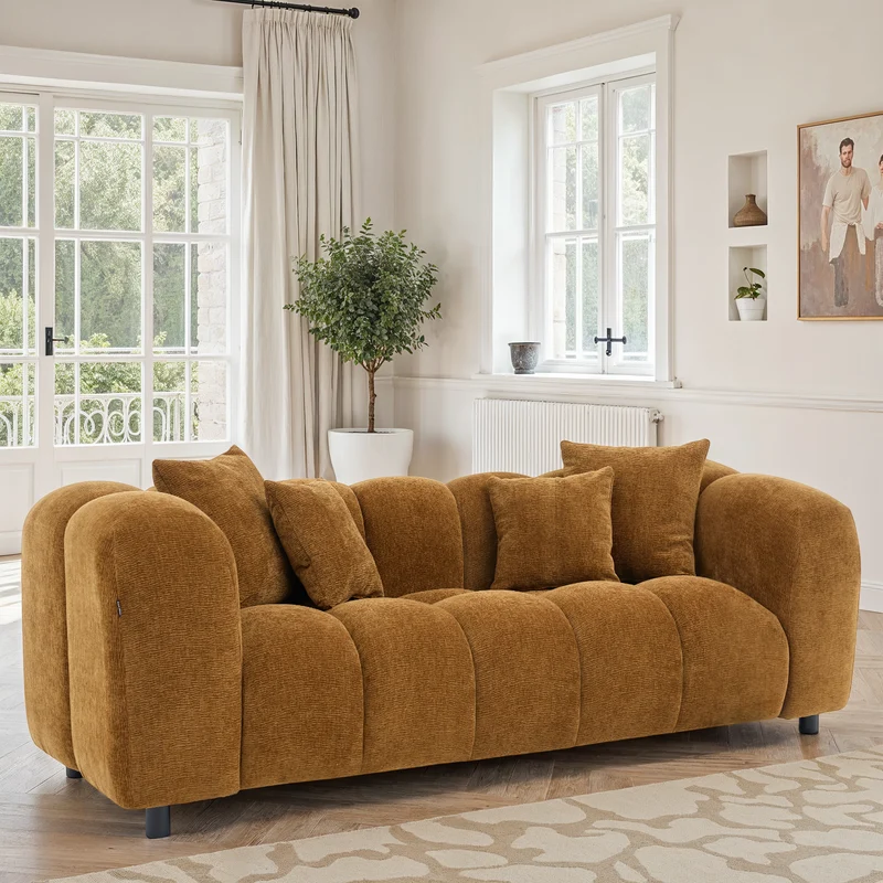 Canapé 3 places / fauteuil en tissu anti tache - BIANCA