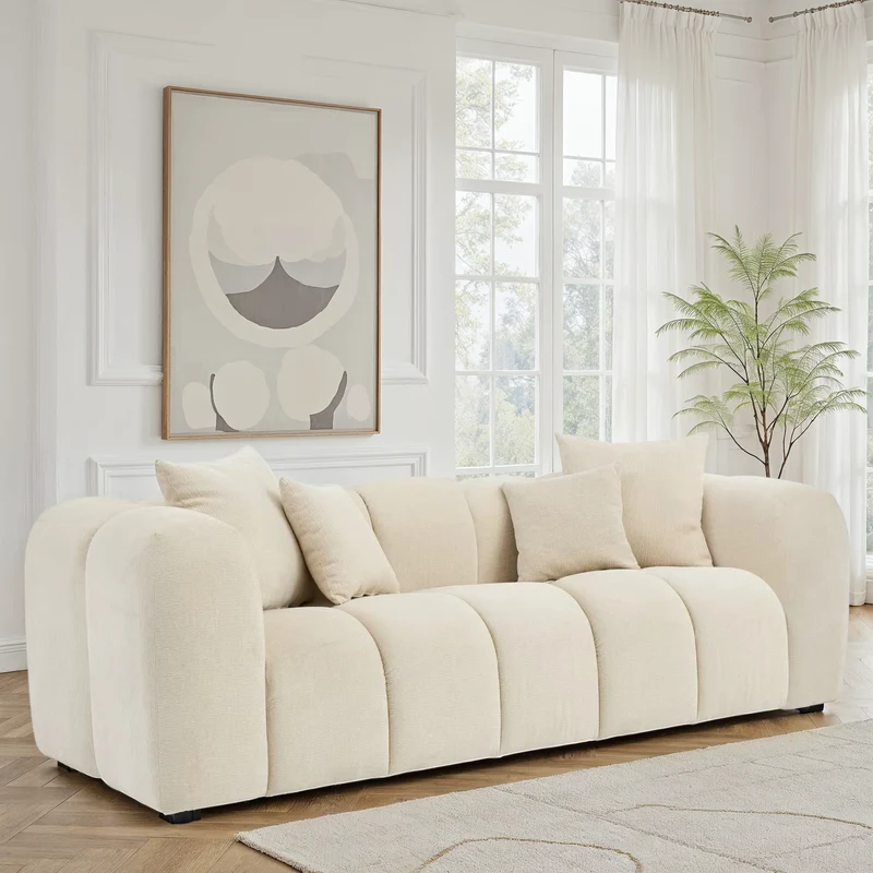Canapé 3 places / fauteuil en tissu anti tache - BIANCA