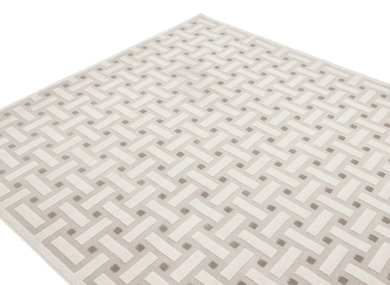 Tapis beige et gris à motifs rectangulaires 160 x 230 cm LYS