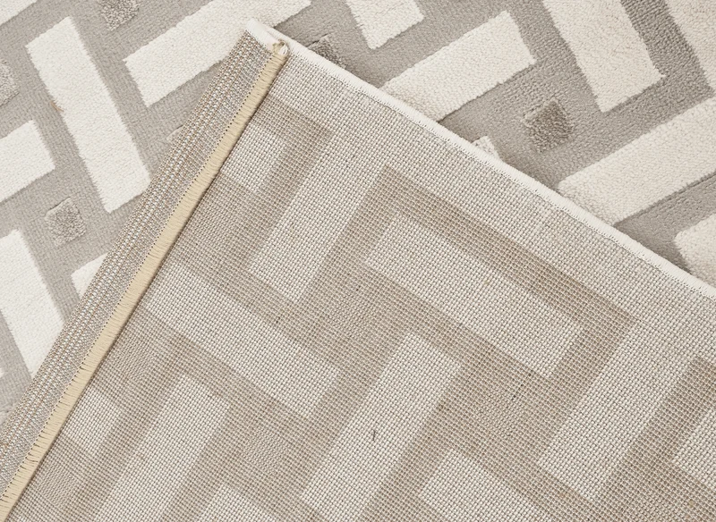 Tapis beige et gris à motifs rectangulaires 160 x 230 cm LYS