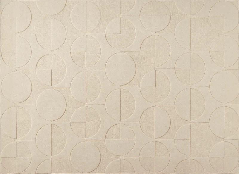 Tapis beige à motifs ronds 200 x 290 cm PURO