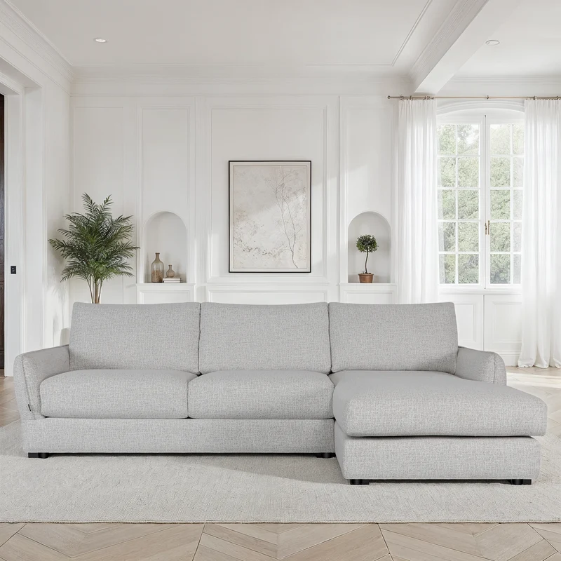 Canapé d'angle convertible en tissu anti tache, 283x170xH90CM - CARMEN