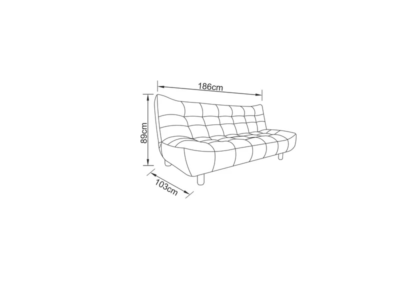 Canapé lit clic-clac convertible en tissu anti tache, 186x103xH89CM - LUCIEN