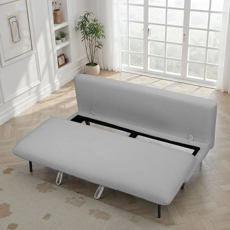 Canapé lit 3 places clic-clac en tissu anti tache, 192x94xH91CM - LUPINE