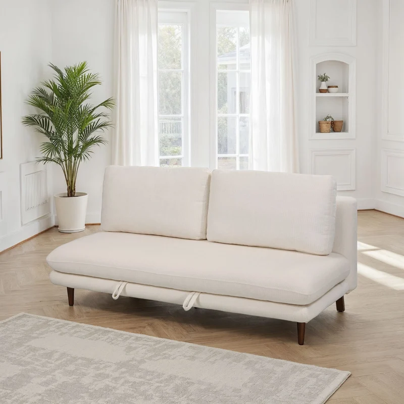 Canapé lit 3 places clic-clac en tissu anti tache, 192x94xH91CM - LUPINE